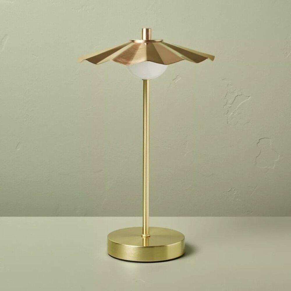 13" Brass Scalloped Shade Portable Table Lamp - Hearth & Hand Magnolia, Target
